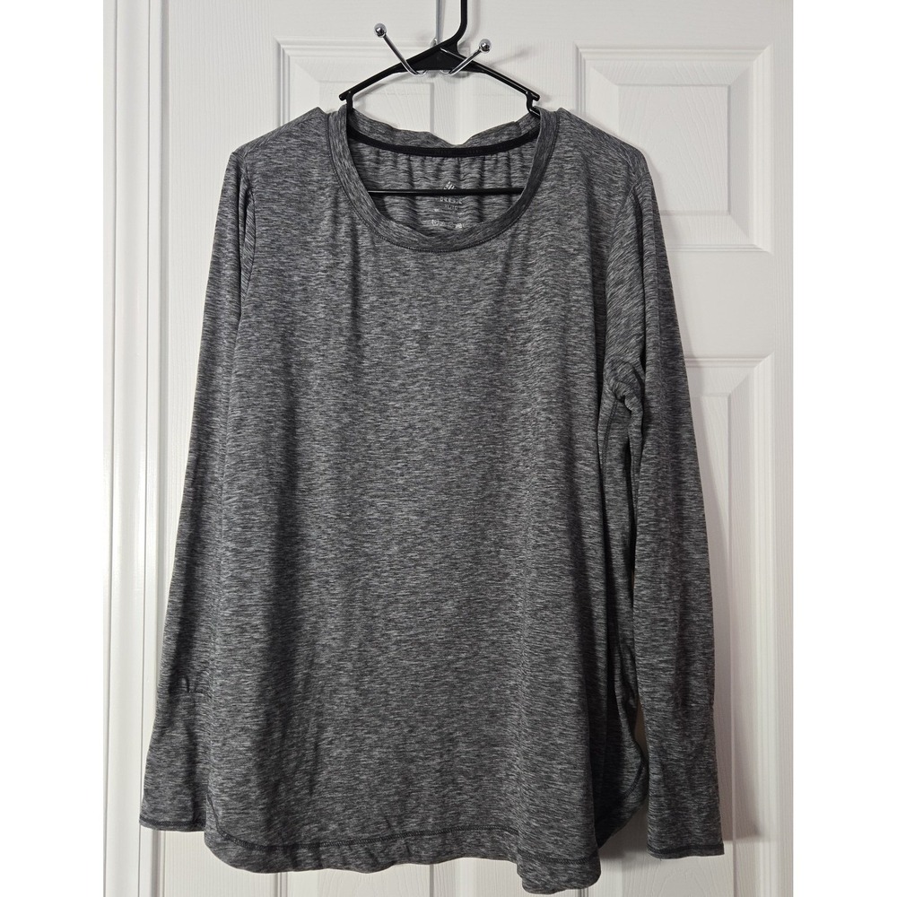 REX‎ Womans Long Sleeve Athletic Shirt Size XL Black/Grey